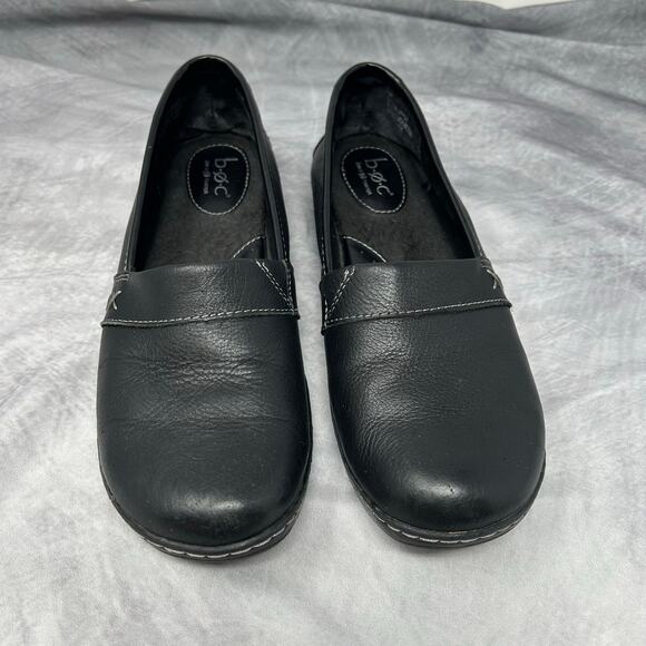 BOC Born Concept Shoes Loafers Women 8.5 Black Leather Comfort Stable Travel - Picture 1 of 8
